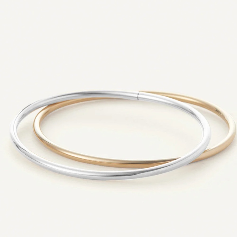 Jenny Bird Dane Bangle Set - One Silver and One Gold - 7" set - Picture 2 of 3